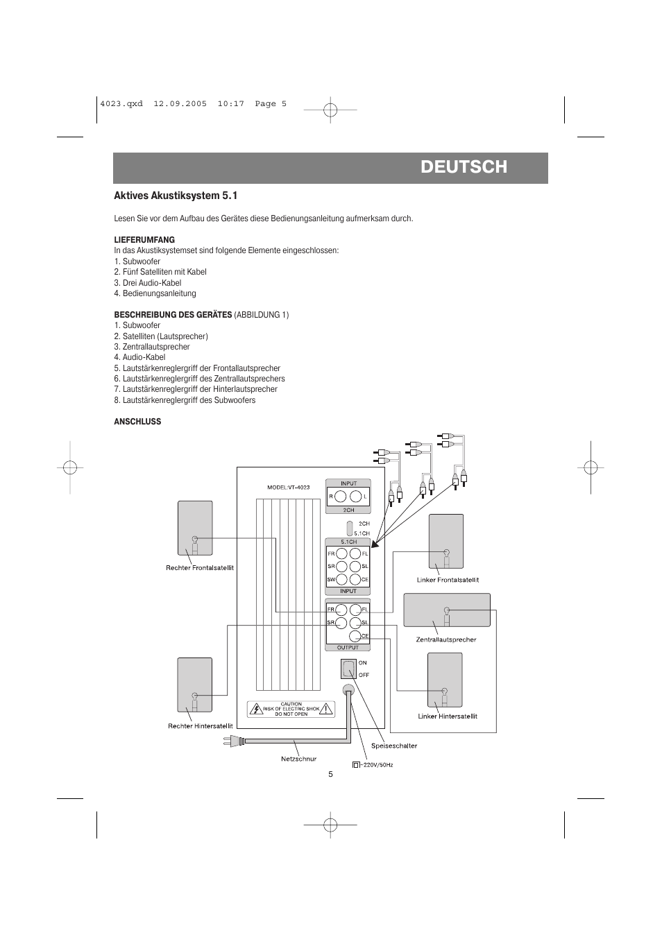 Deutsch | Vitek VT-4023 BN User Manual | Page 5 / 12