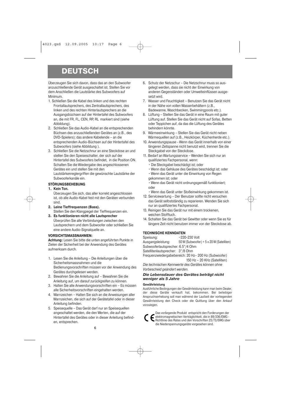 Deutsch | Vitek VT-4023 BN User Manual | Page 6 / 12