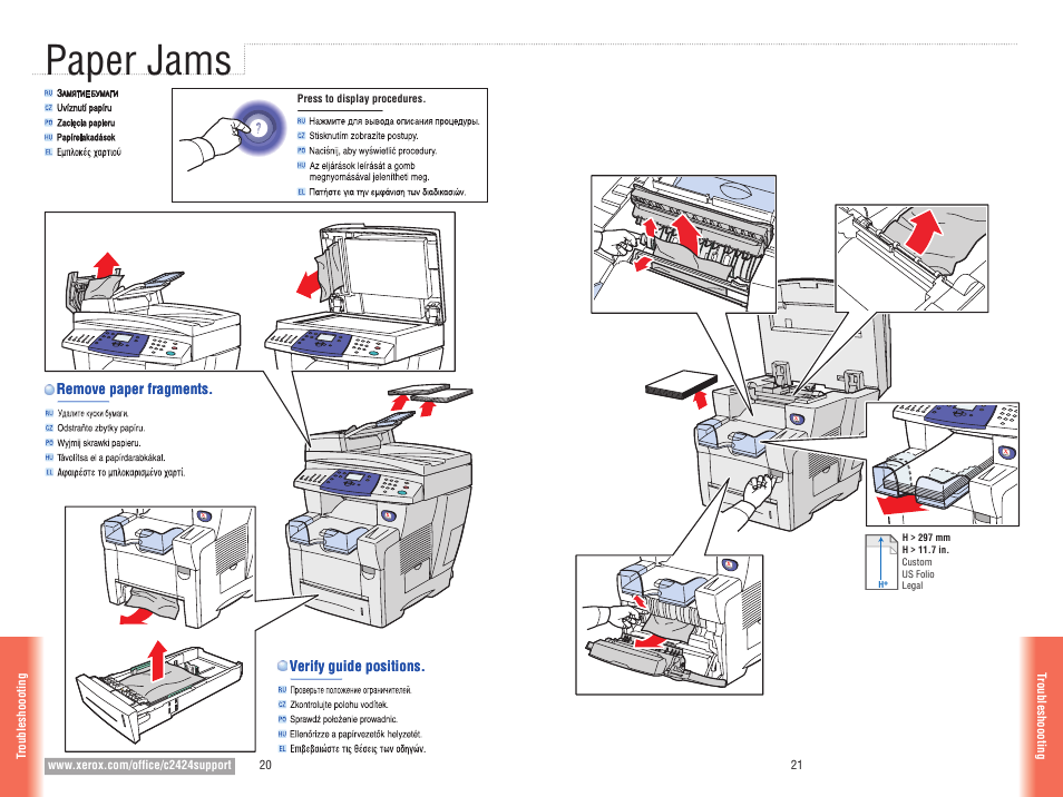 Paper jams | Xerox WorkCentre C2424 Pomoc-14147 User Manual | Page 12 / 13