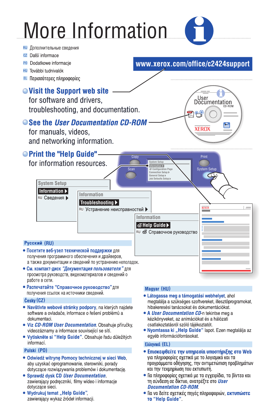 More information | Xerox WorkCentre C2424 Pomoc-14147 User Manual | Page 13 / 13