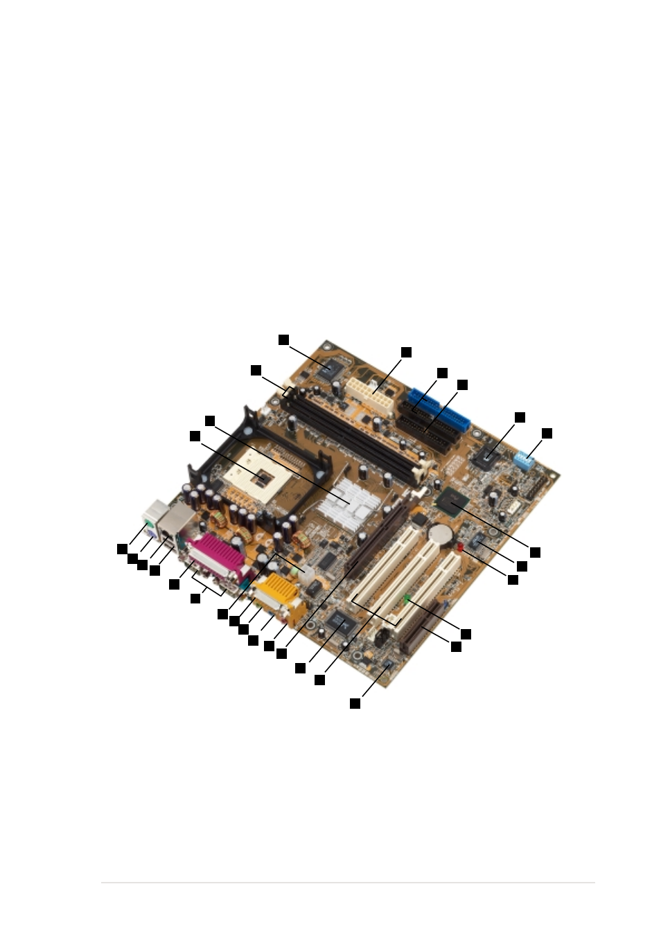 4 over view, 1 identifying the motherboard components | Asus P4B266-M User Manual | Page 15 / 96