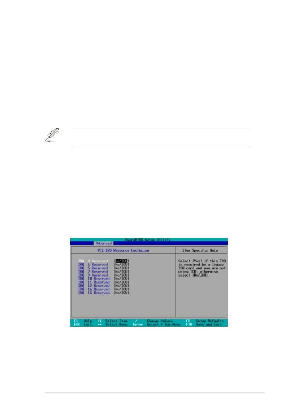 1 pci irq resource exclusion | Asus Motherboard P4GE-VM User Manual | Page 53 / 64