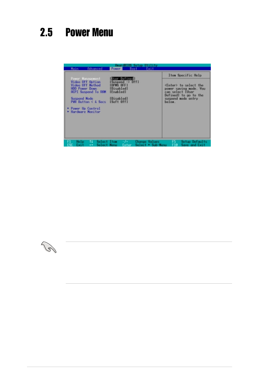 5 power menu | Asus Motherboard P4GE-VM User Manual | Page 54 / 64