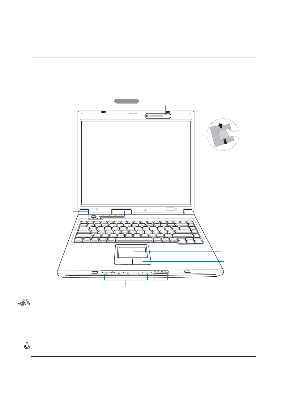 Top side, Knowing the parts, Display panel latch | Asus E2050 User Manual | Page 12 / 70