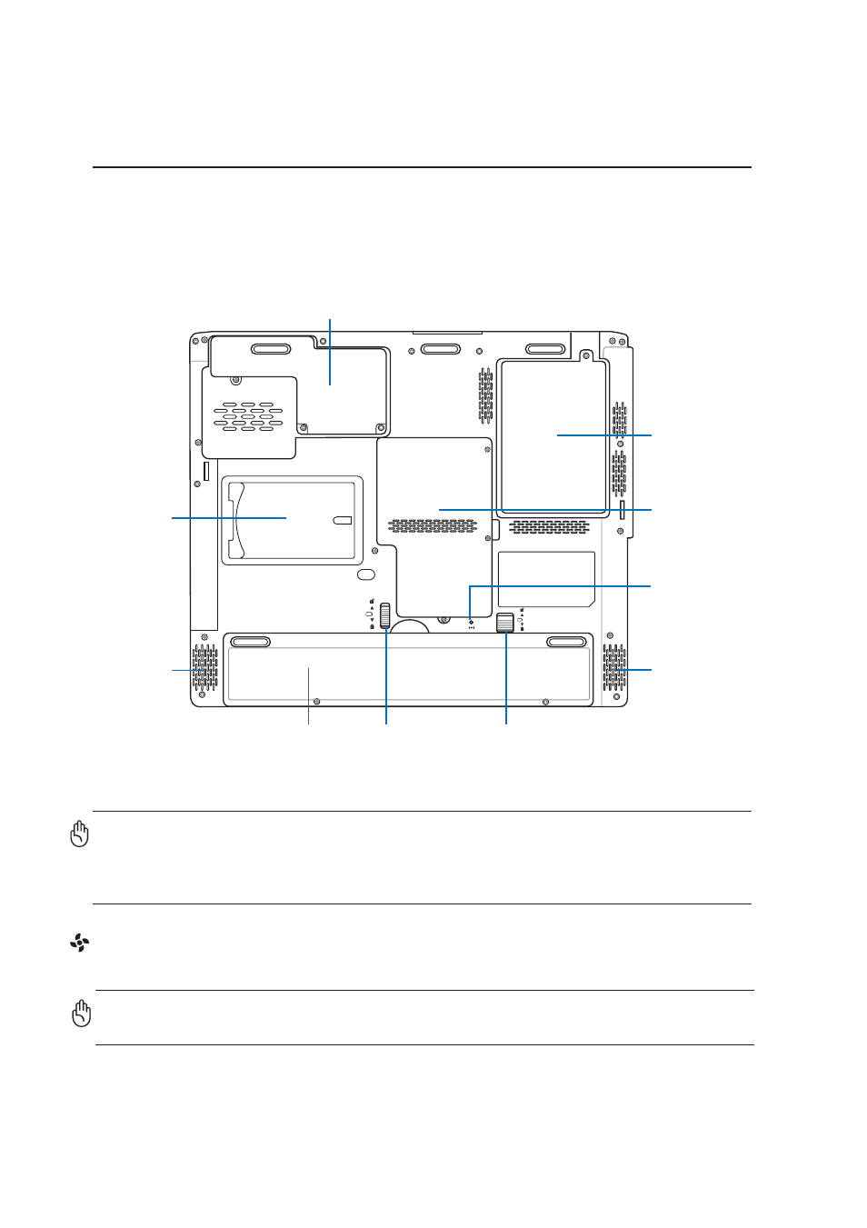 Bottom side, Knowing the parts, Air vents | Asus E2050 User Manual | Page 14 / 70