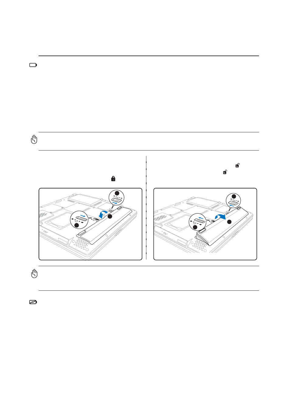 Using battery power, Charging the battery pack, 23 getting started | Installing and removing the battery pack | Asus E2050 User Manual | Page 23 / 70