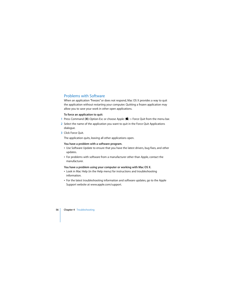Problems with software | Apple Mac Pro User Manual | Page 56 / 88