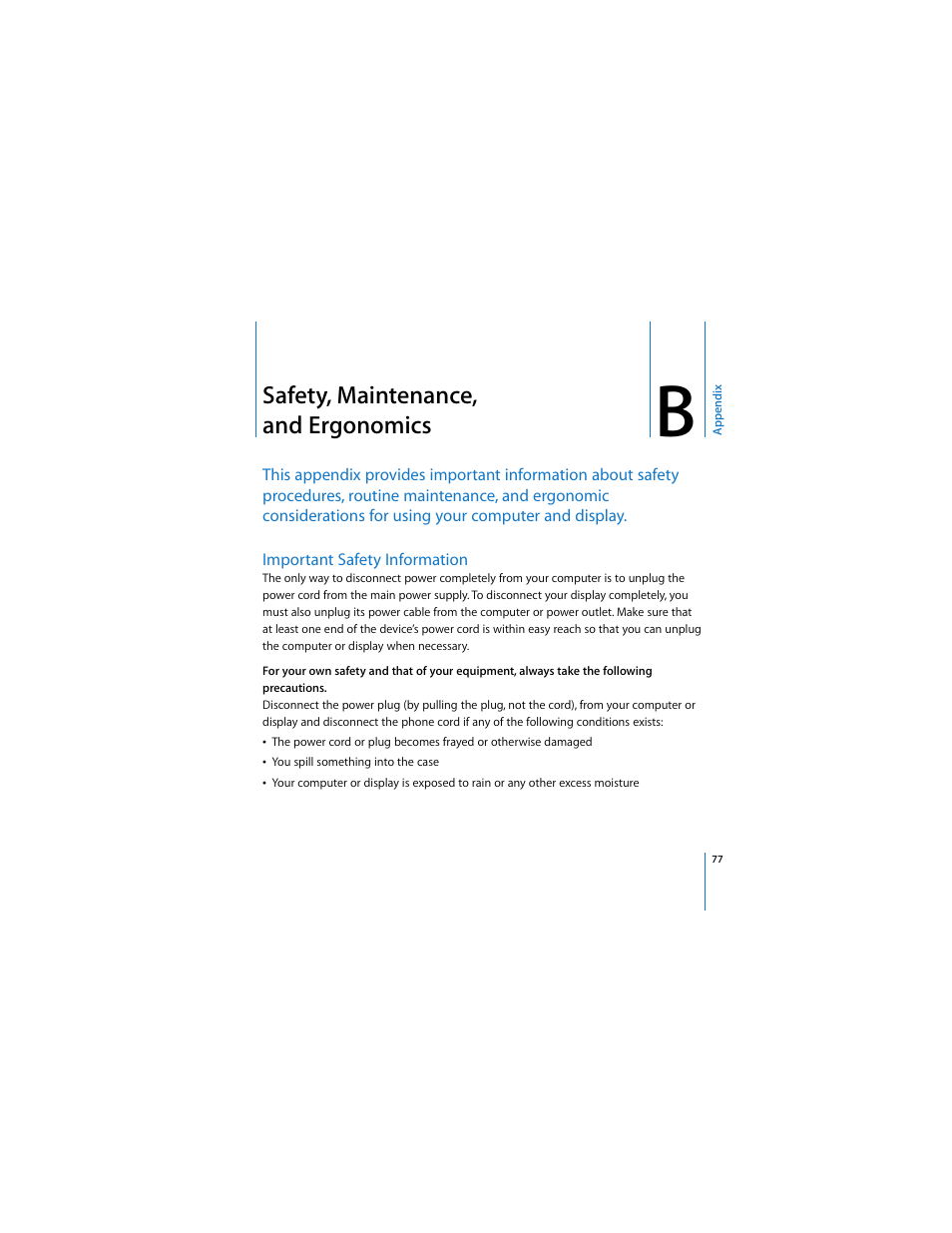 Safety, maintenance, and ergonomics | Apple Mac Pro User Manual | Page 77 / 88