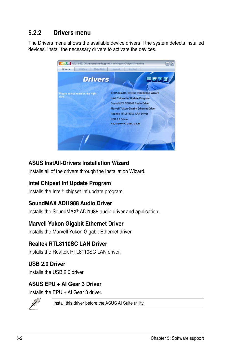 2 drivers menu | Asus WIFI-AP P5E3 User Manual | Page 114 / 192