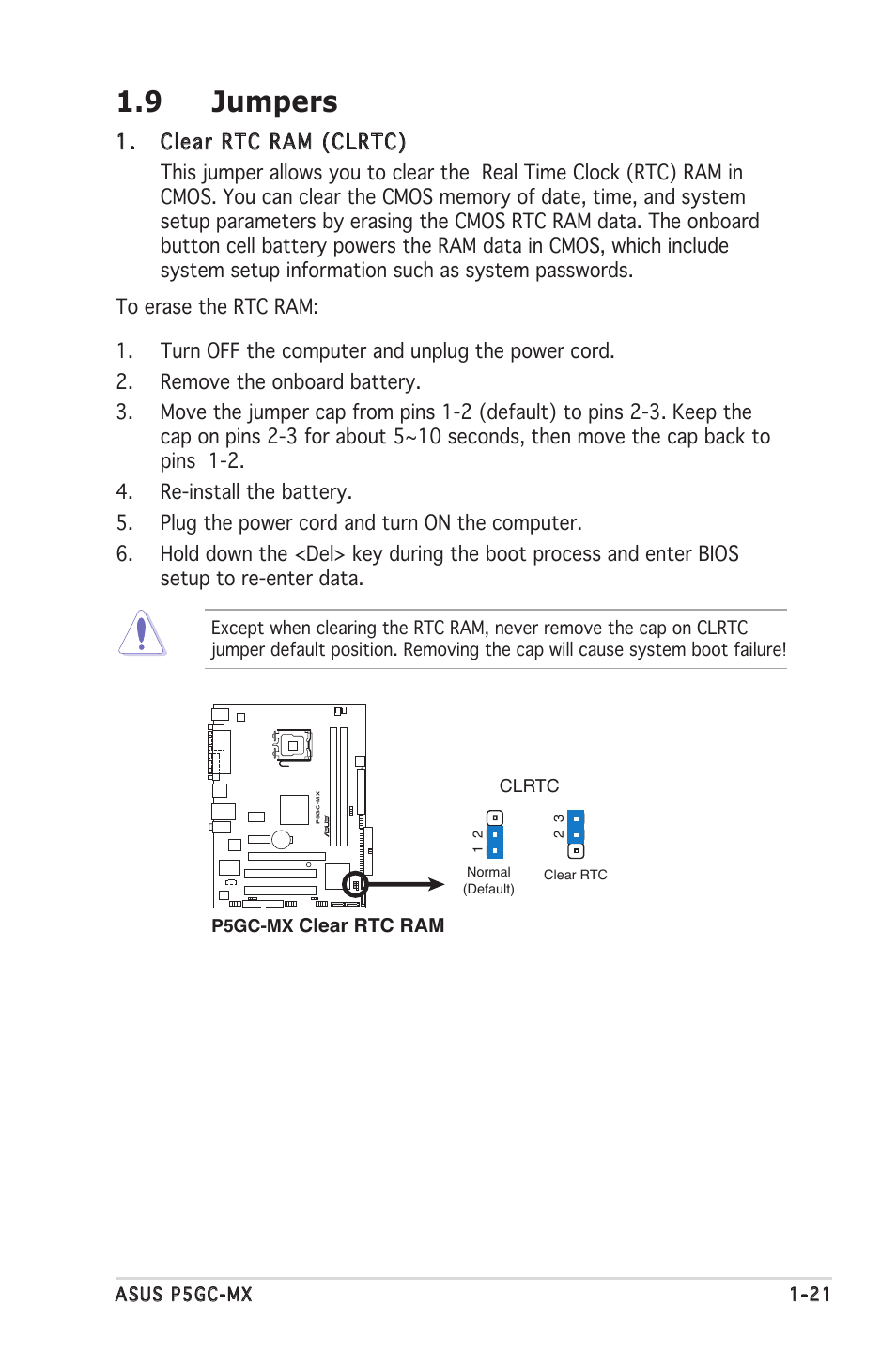 9 jumpers | Asus Motherboard P5GC-MX User Manual | Page 33 / 90