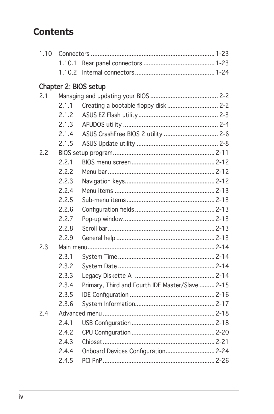 Asus Motherboard P5GC-MX User Manual | Page 4 / 90