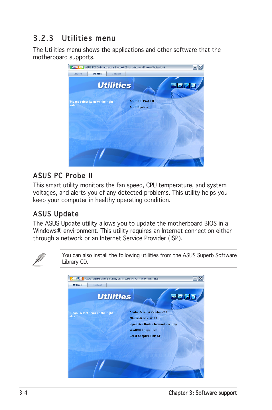 3 utilities menu | Asus Motherboard P5GC-MX User Manual | Page 84 / 90