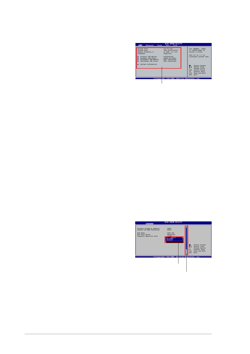 4 menu items, 5 sub-menu items, 6 configuration fields | 7 pop-up window, 8 scroll bar, 9 general help, 10 chapter 2: bios setup | Asus K8V-X SE User Manual | Page 46 / 82