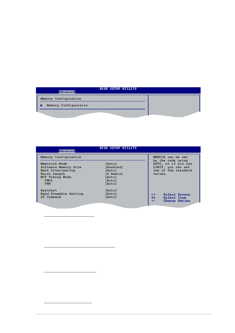 Ht data width (upstream) [16 bit, Ht data width (downstream) [16 bit, Asus k8v-x se motherboard 2-15 | Memclock mode [ auto, Bank interleaving [ auto, Burst length [4 beats | Asus K8V-X SE User Manual | Page 51 / 82