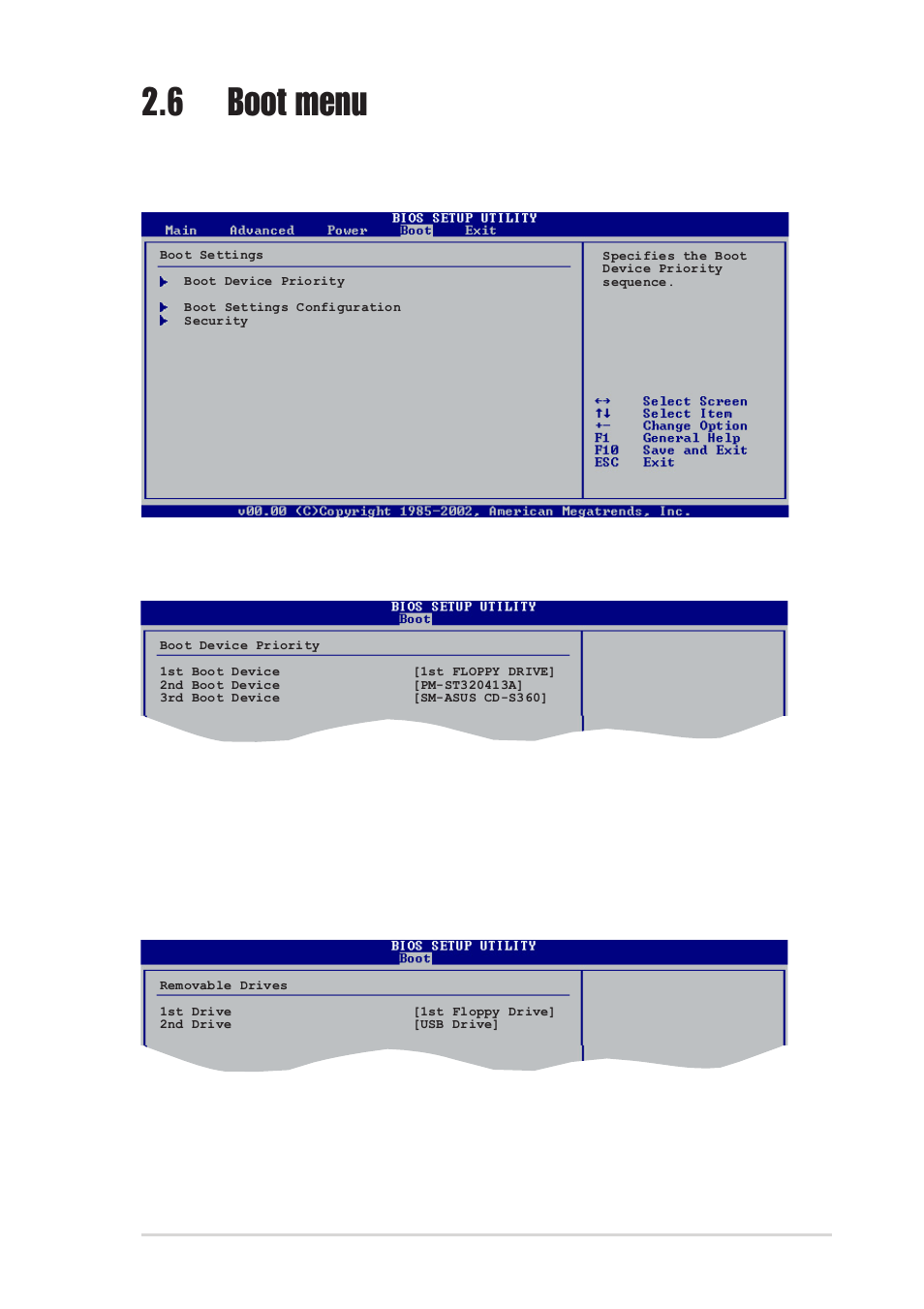 6 boot menu, 1 boot device priority, 2 removable drives | 1st ~ xxth boot device [1st floppy drive, 1st ~ xxth drive | Asus K8V-X SE User Manual | Page 63 / 82