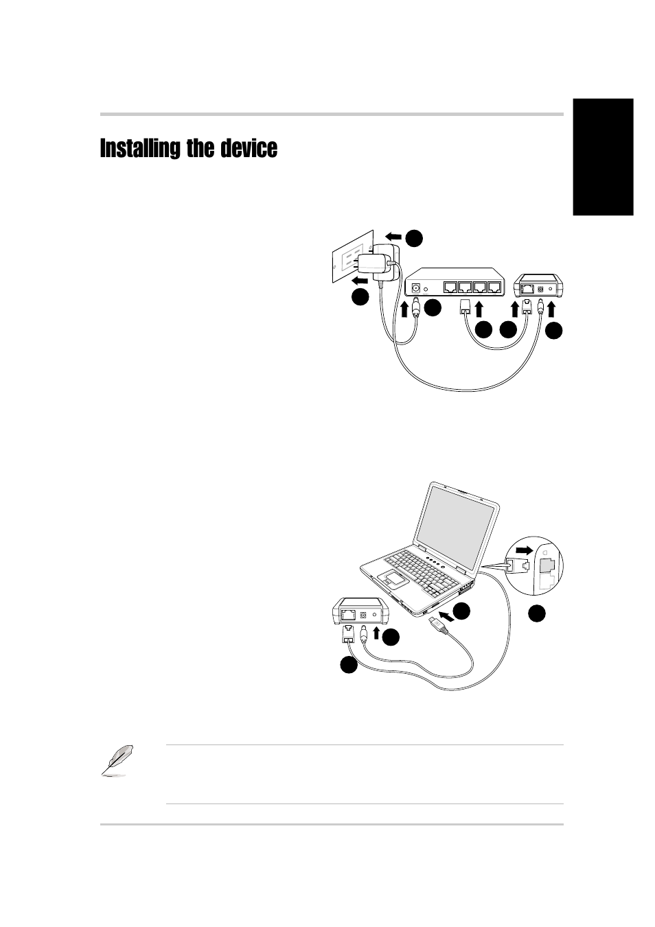 Installing the device, Access point mode (dc power) | Asus WL-330 User Manual | Page 3 / 16