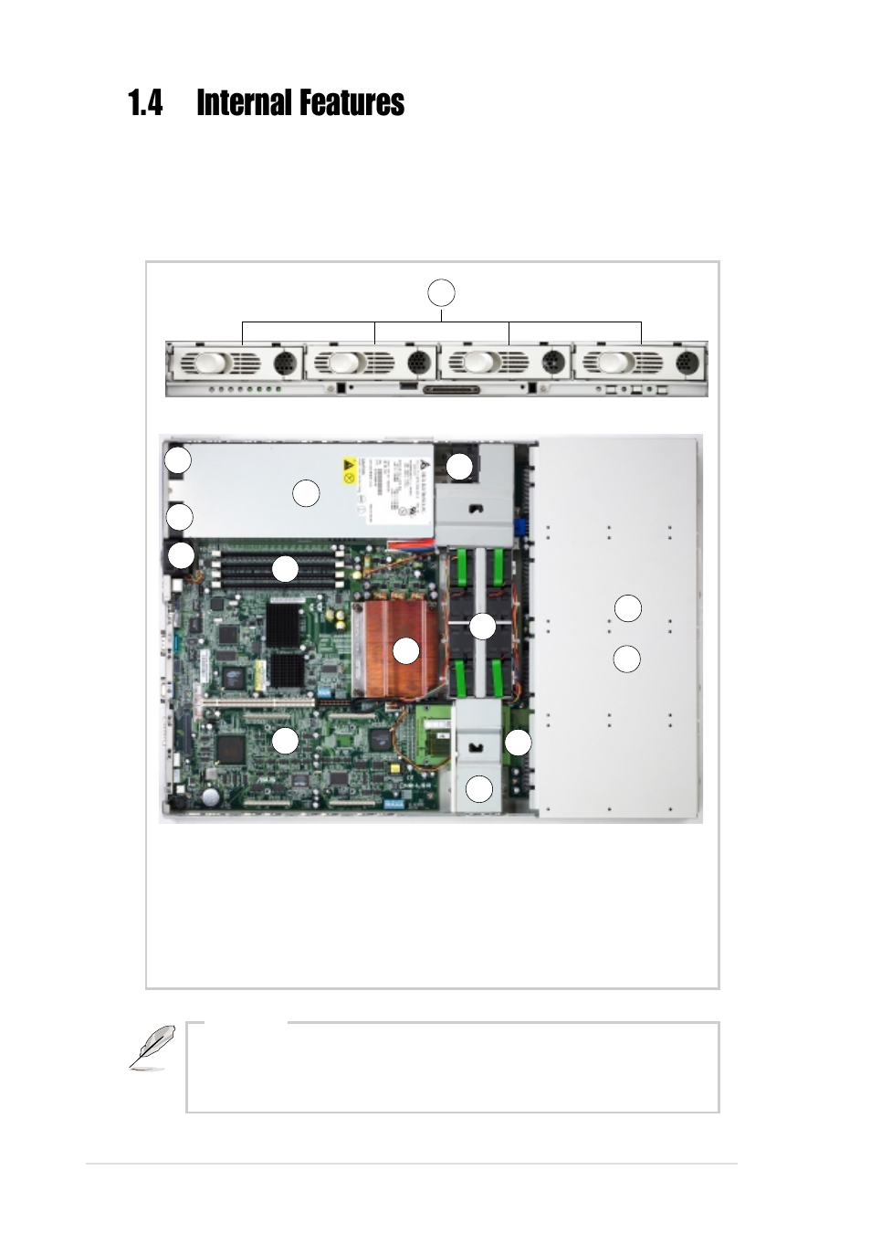 4 internal features | Asus Pentium 4 1U Rackmount Server AP160R-S User Manual | Page 16 / 46