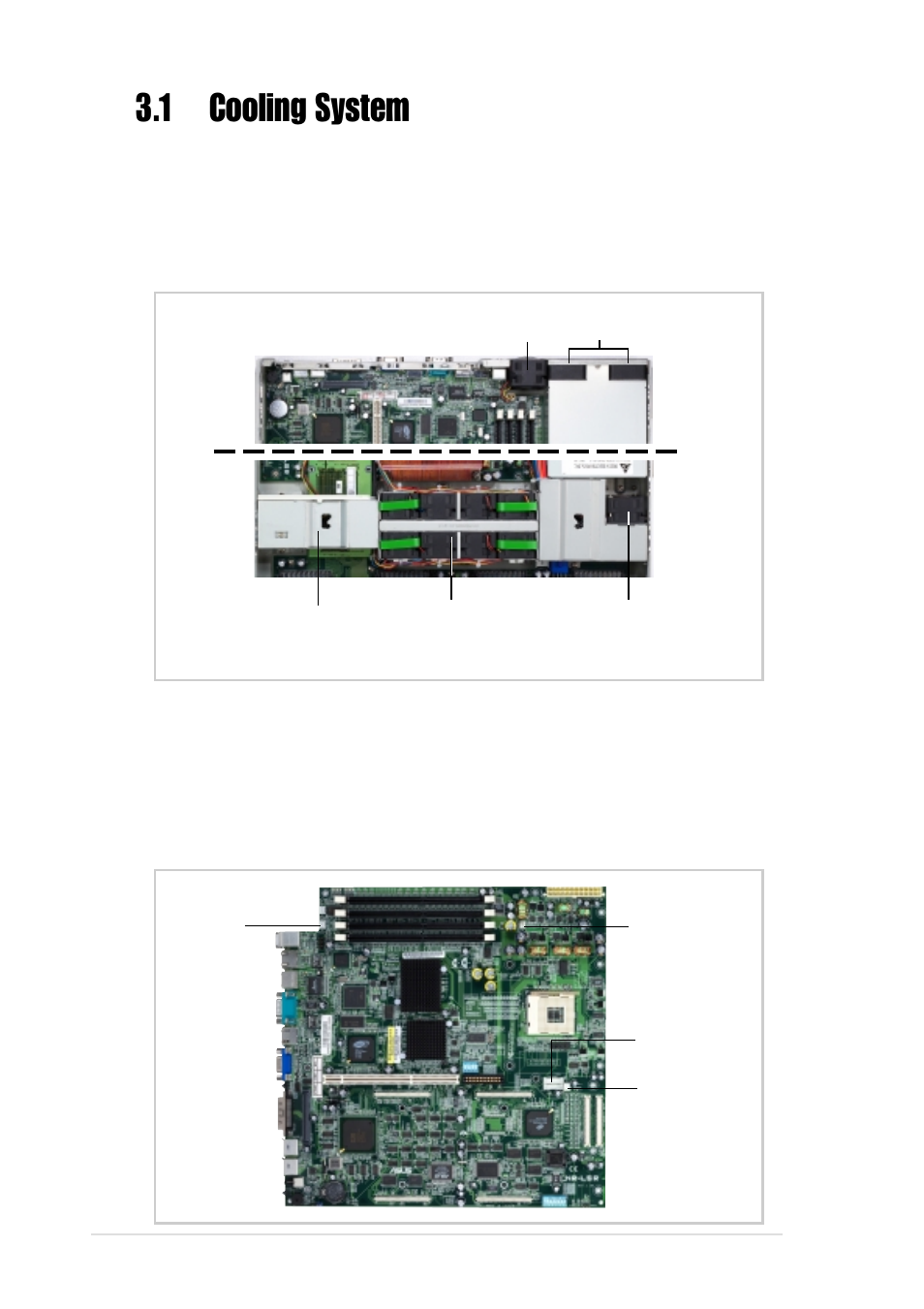 1 cooling system, 1 fan locations 3.1.2 fan connectors | Asus Pentium 4 1U Rackmount Server AP160R-S User Manual | Page 34 / 46