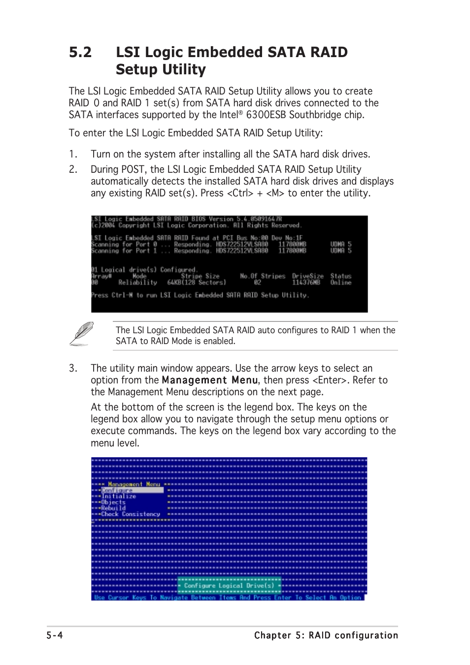 2 lsi logic embedded sata raid setup utility | Asus Motherboard NCLV-D2 Series User Manual | Page 106 / 194