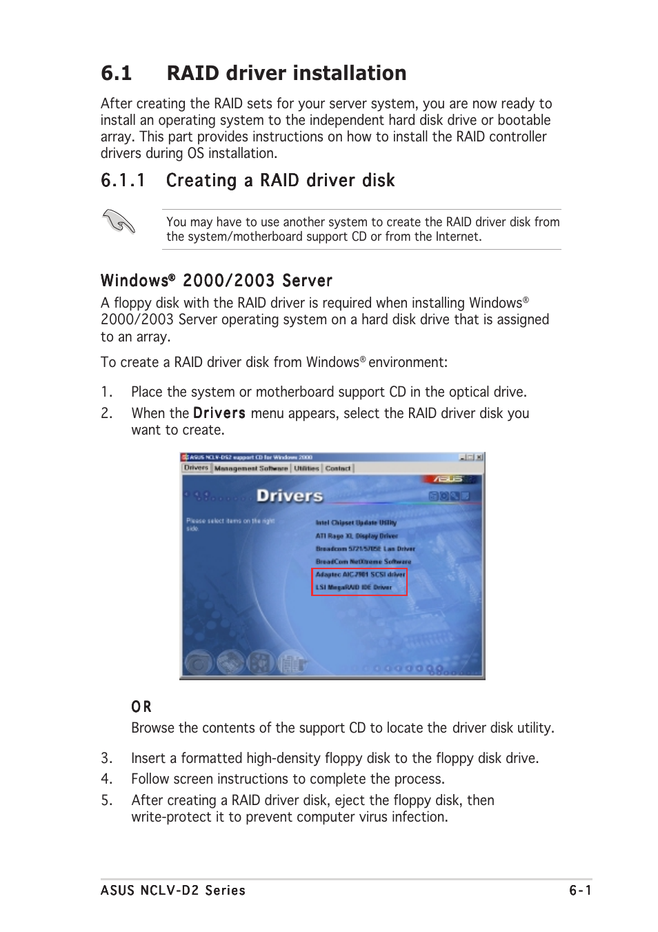 1 raid driver installation | Asus Motherboard NCLV-D2 Series User Manual | Page 173 / 194