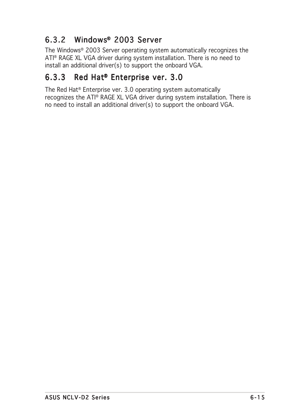 2 windows windows windows windows windows, 2003 server, 3 red hat red hat red hat red hat red hat | Enterprise ver. 3.0 | Asus Motherboard NCLV-D2 Series User Manual | Page 187 / 194