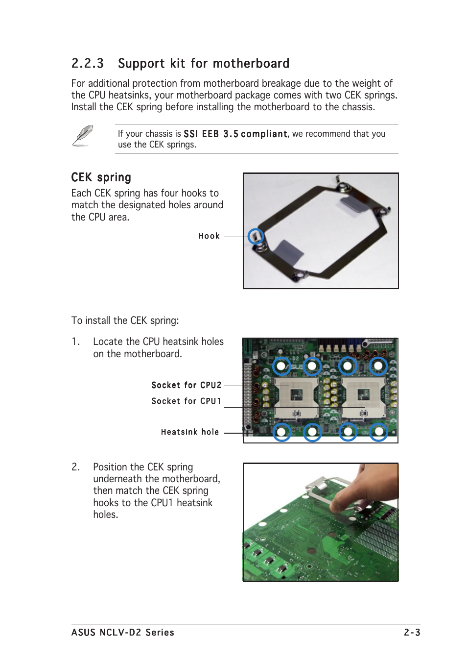 Cek spring | Asus Motherboard NCLV-D2 Series User Manual | Page 23 / 194