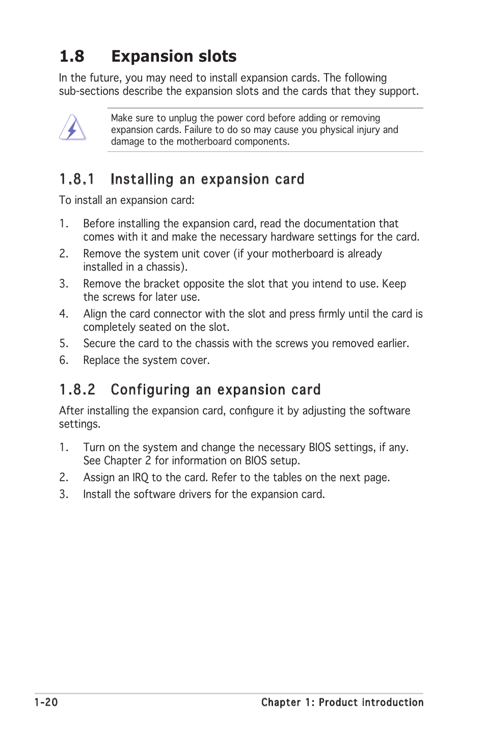 8 expansion slots, 1 installing an expansion card, 2 configuring an expansion card | Asus P5GV-MX User Manual | Page 32 / 88