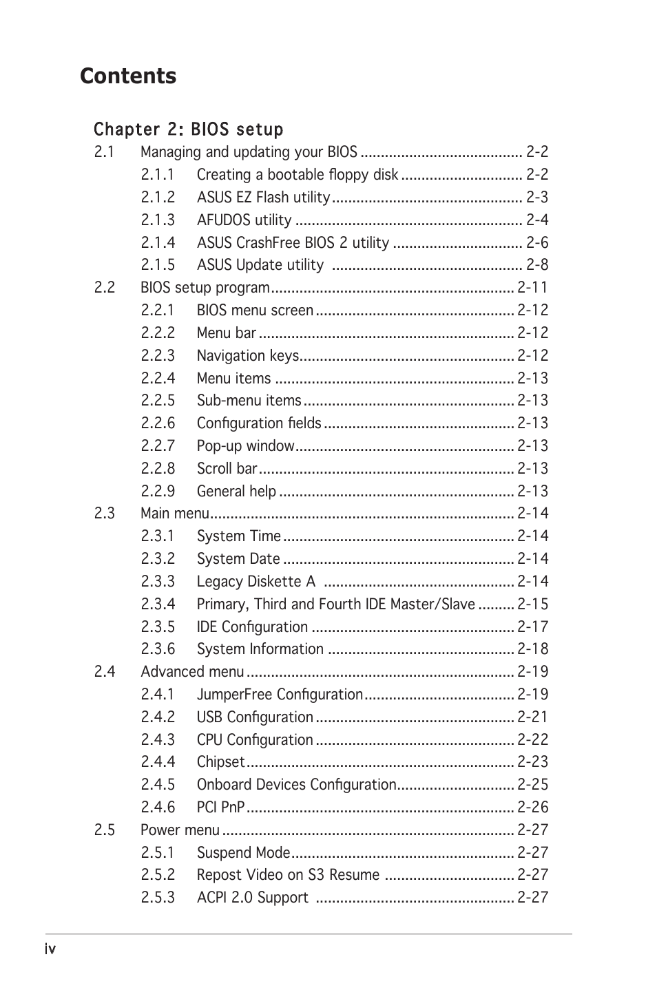 Asus P5GV-MX User Manual | Page 4 / 88