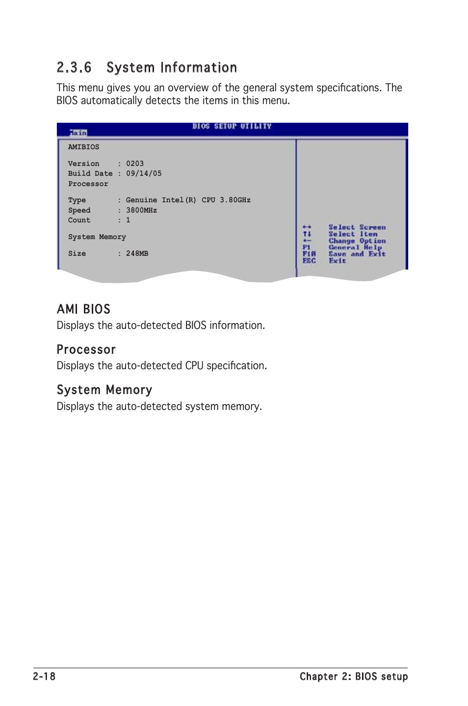 6 system information, Ami bios, Processor | Asus P5GV-MX User Manual | Page 64 / 88