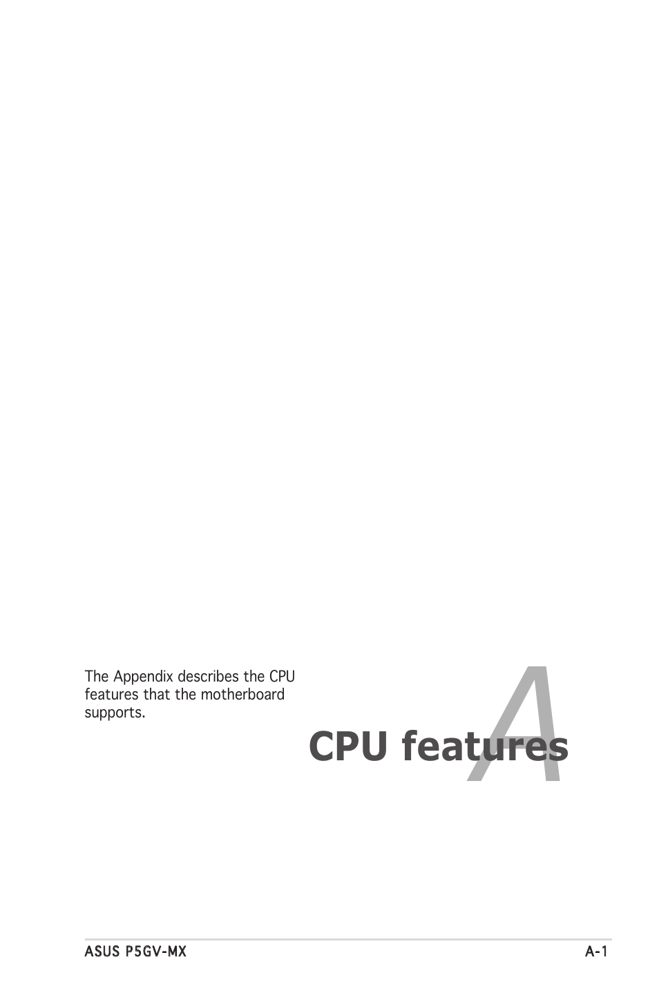 Cpu features | Asus P5GV-MX User Manual | Page 85 / 88