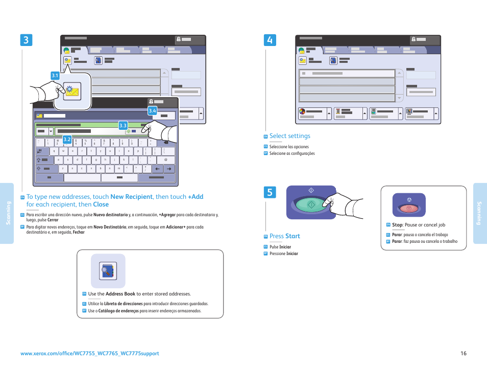 Select settings, Press start | Xerox WorkCentre 7755-7765-7775 con built-in controller-17571 User Manual | Page 16 / 20