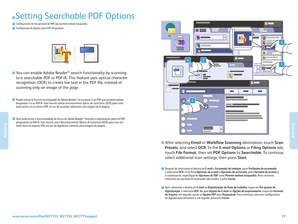 Setting searchable pdf options | Xerox WorkCentre 7755-7765-7775 con built-in controller-17571 User Manual | Page 17 / 20