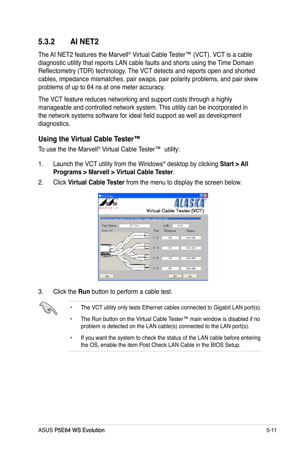 2 ai net2, Ai net2 -11, Using the virtual cable tester | Asus EVOLUTION P5E64 WS User Manual | Page 125 / 180