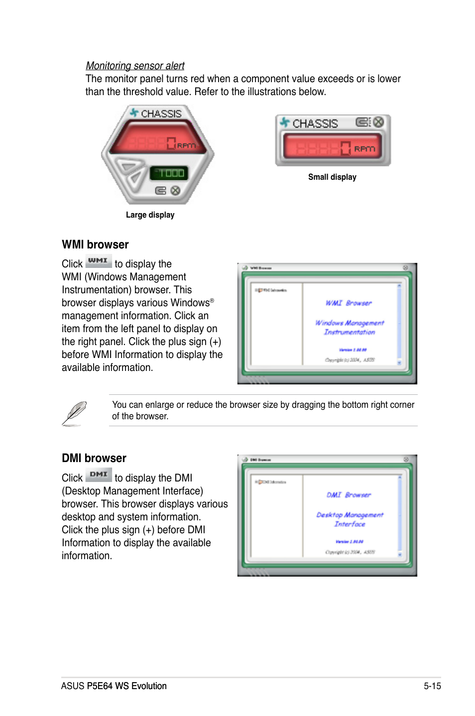 Wmi browser, Dmi browser | Asus EVOLUTION P5E64 WS User Manual | Page 129 / 180