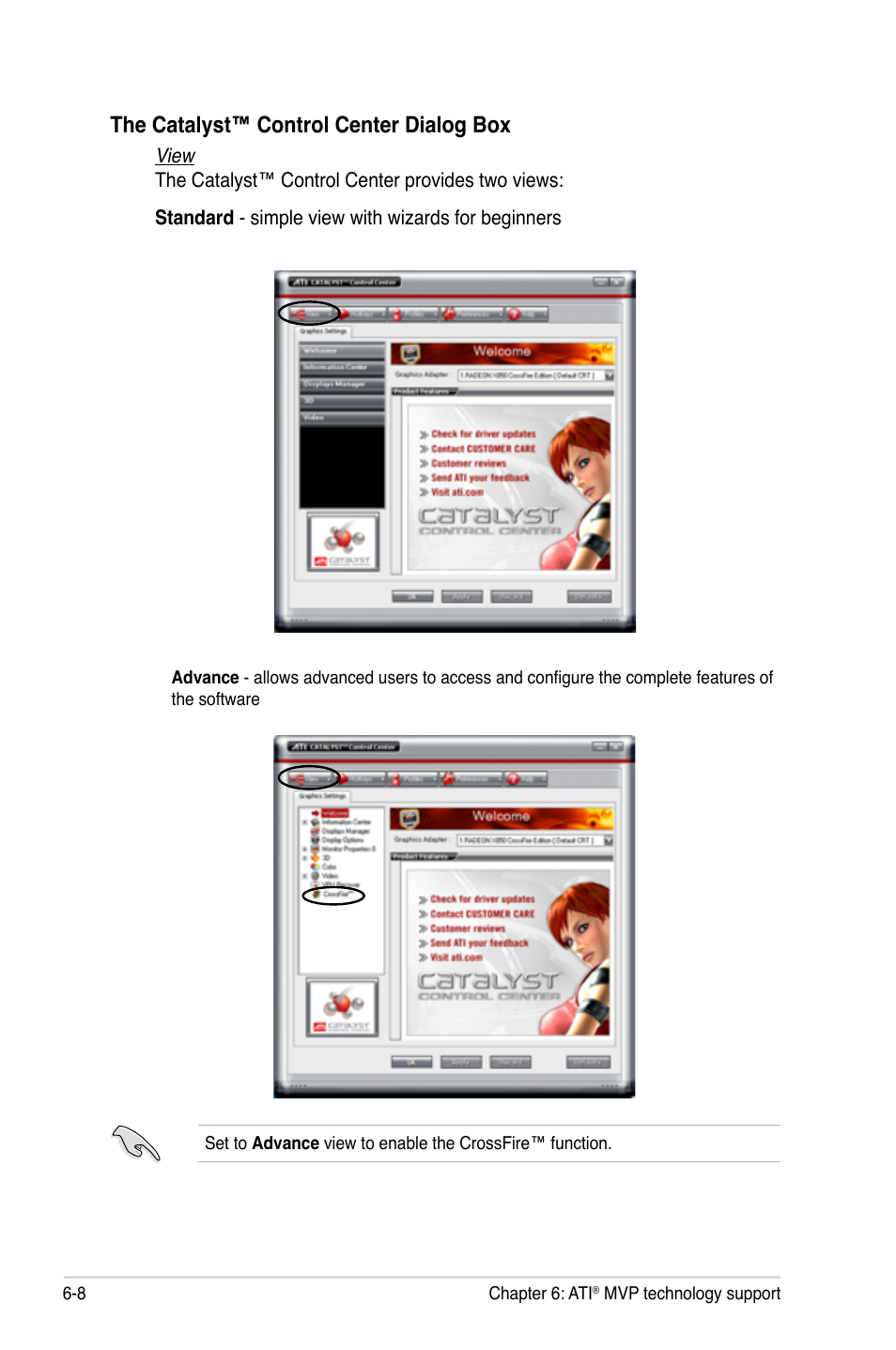 The catalyst™ control center dialog box | Asus EVOLUTION P5E64 WS User Manual | Page 170 / 180