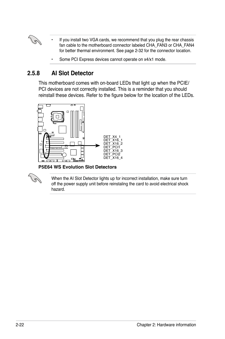 8 ai slot detector, Ai slot detector -22 | Asus EVOLUTION P5E64 WS User Manual | Page 48 / 180