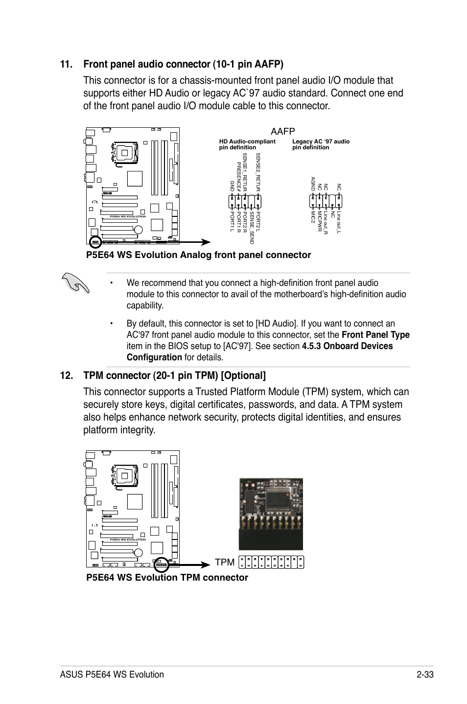 P5e64 ws evolution tpm connector tpm | Asus EVOLUTION P5E64 WS User Manual | Page 59 / 180