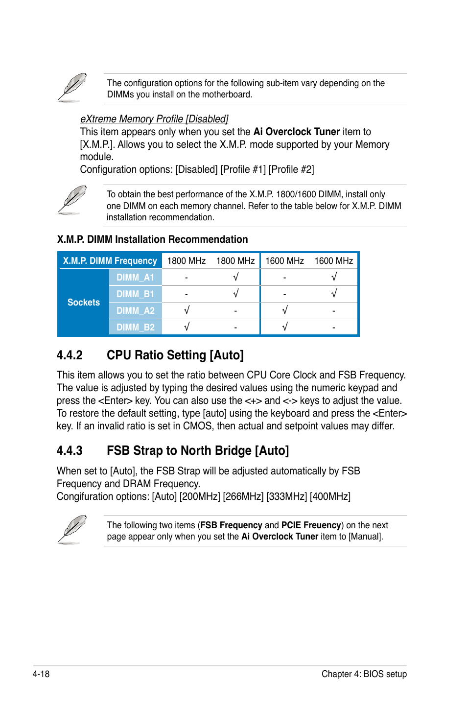 2 cpu ratio setting [auto, 3 fsb strap to north bridge [auto, Cpu ratio setting -18 | Fsb strap to north bridge -18 | Asus EVOLUTION P5E64 WS User Manual | Page 88 / 180