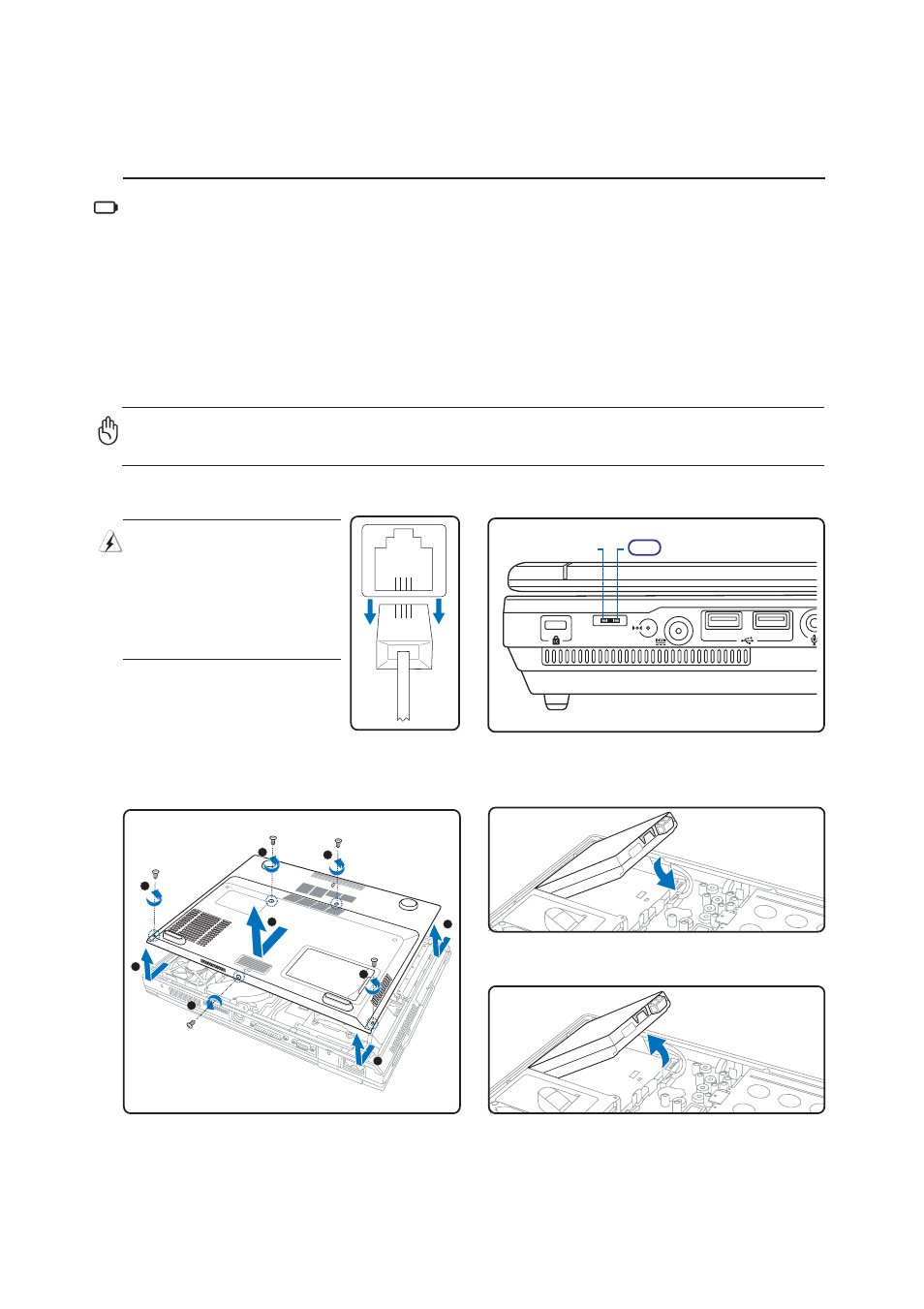 Using battery power, 23 getting started, Installing and removing the battery pack | Asus Notebook PC Hardware User Manual | Page 23 / 76