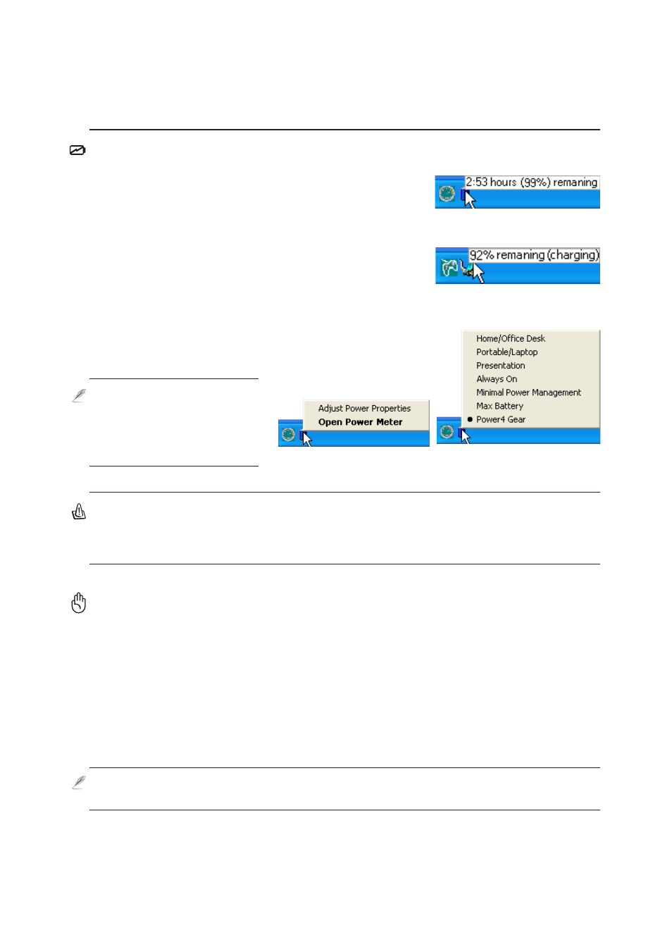 Checking battery power, Battery care | Asus Notebook PC Hardware User Manual | Page 25 / 76