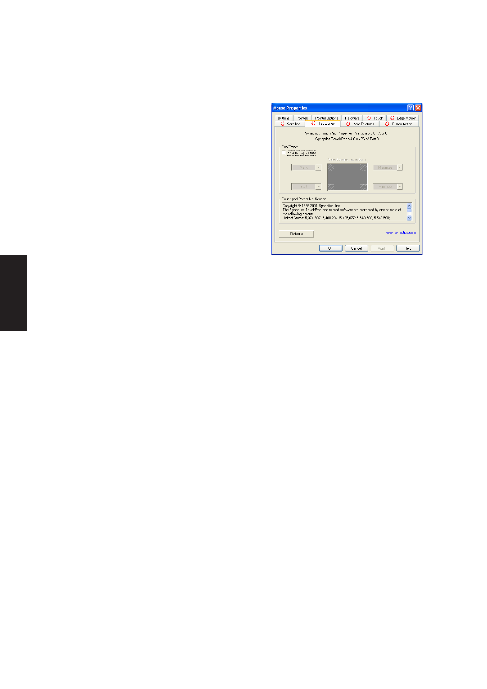 Customizing the tap zones, Tap zones properties pages | Asus A4D User Manual | Page 84 / 102