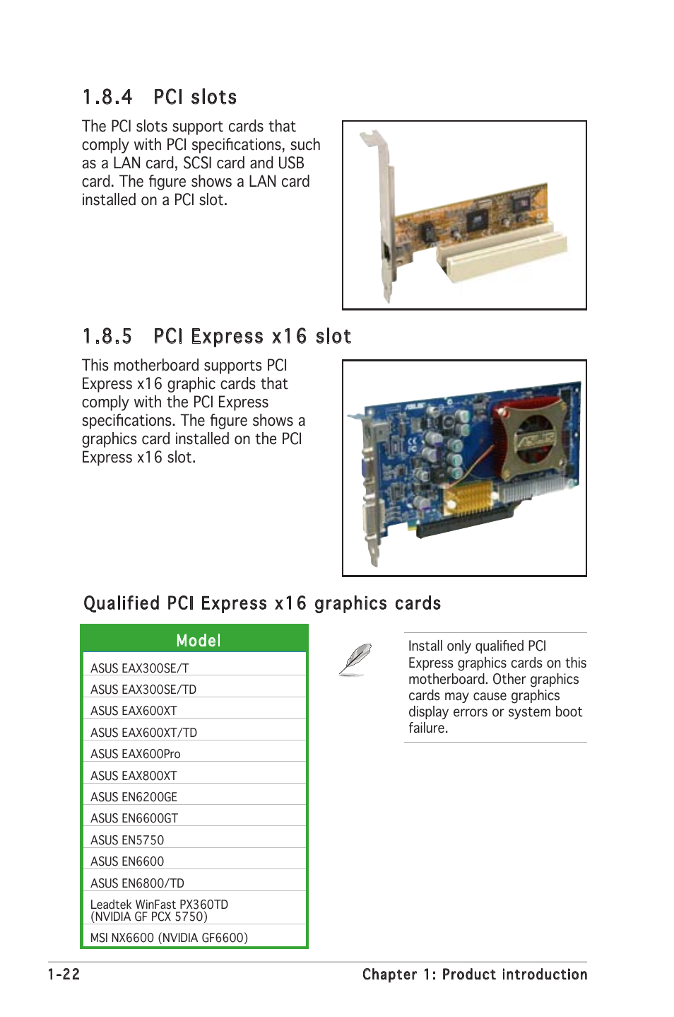 4 pci slots, 5 pci express x16 slot, Qualified pci express x16 graphics cards | Asus P5GV-MX User Manual | Page 34 / 94