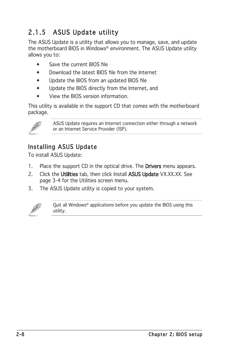 5 asus update utility, Installing asus update | Asus P5GV-MX User Manual | Page 54 / 94