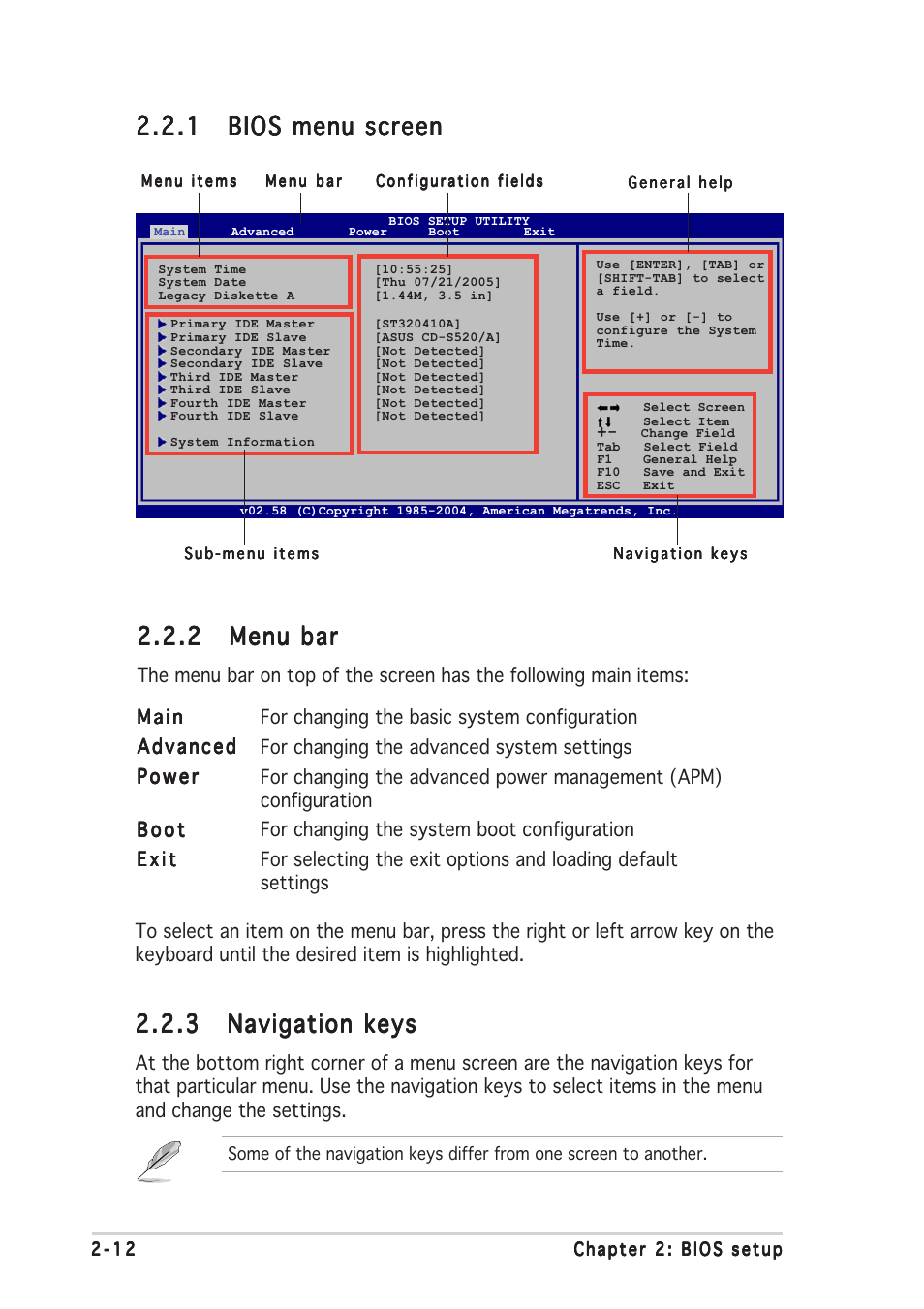 2 menu bar menu bar menu bar menu bar menu bar | Asus Motherboard A8V-MX User Manual | Page 54 / 90