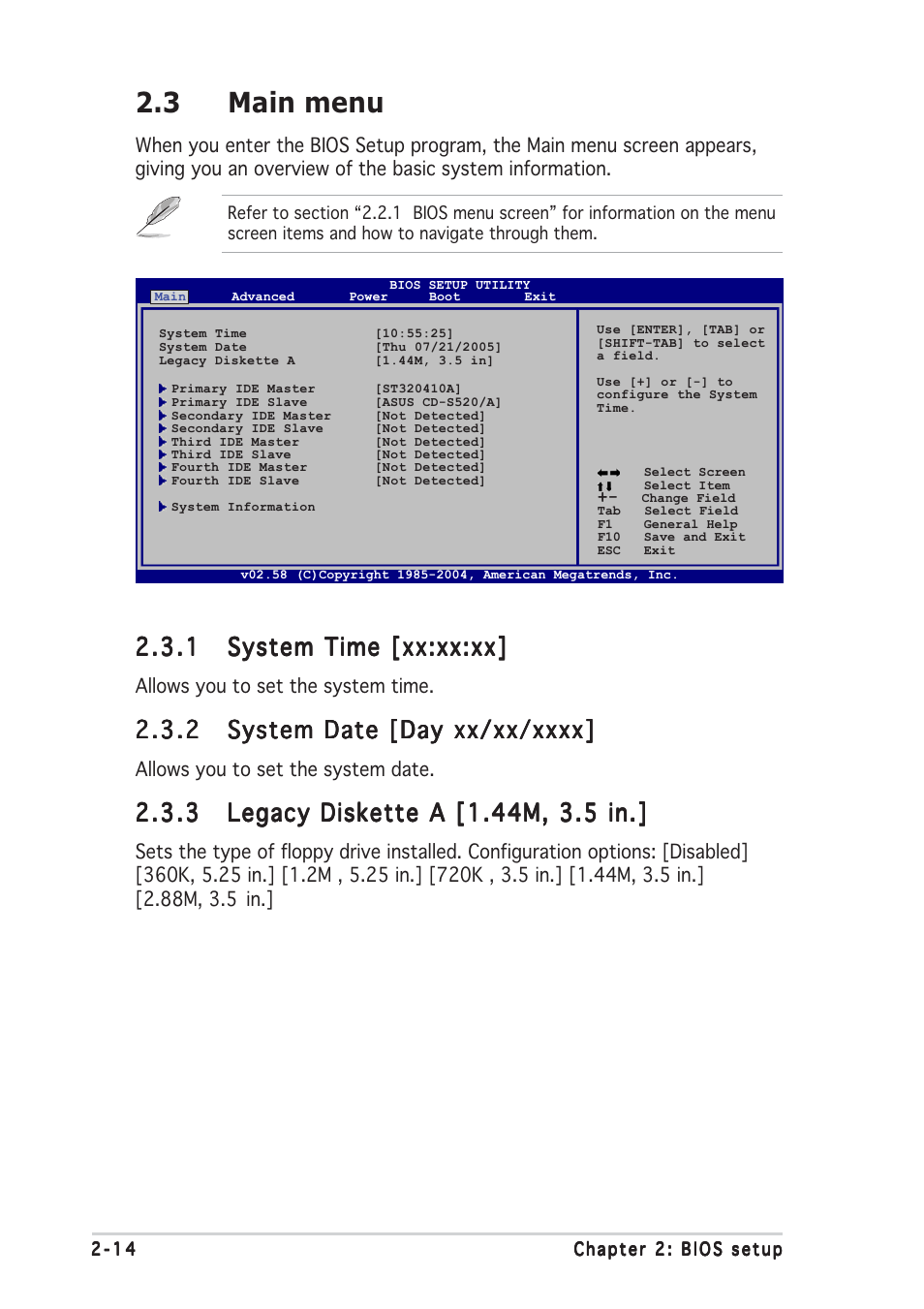 3 main menu | Asus Motherboard A8V-MX User Manual | Page 56 / 90