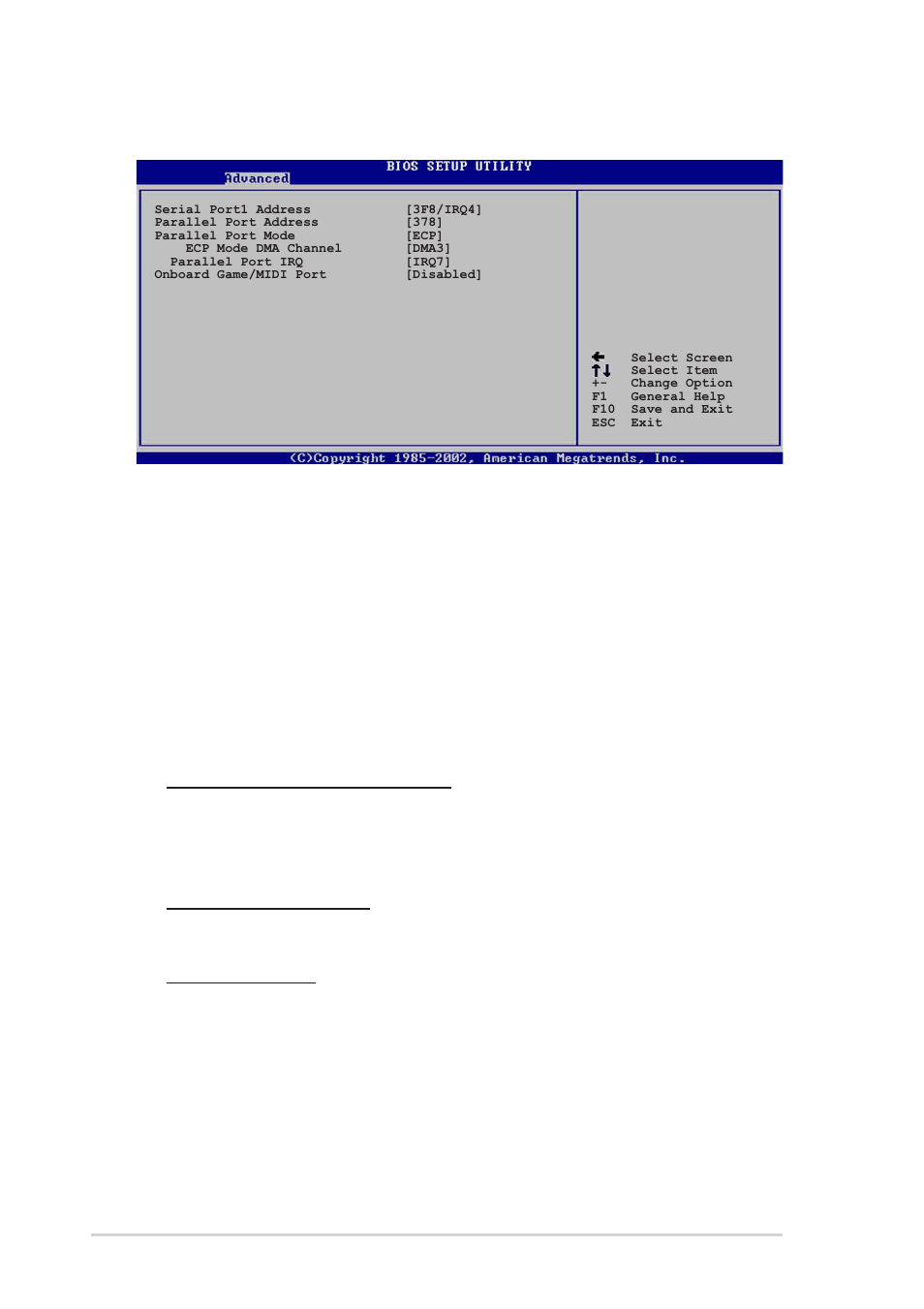 5 onboard devices configuration, Serial port1 address [3f8/irq4, Parallel port address [378 | Parallel port mode [ecp, Onboard game/midi port [disabled | Asus Motherboard P4V800-X User Manual | Page 54 / 74