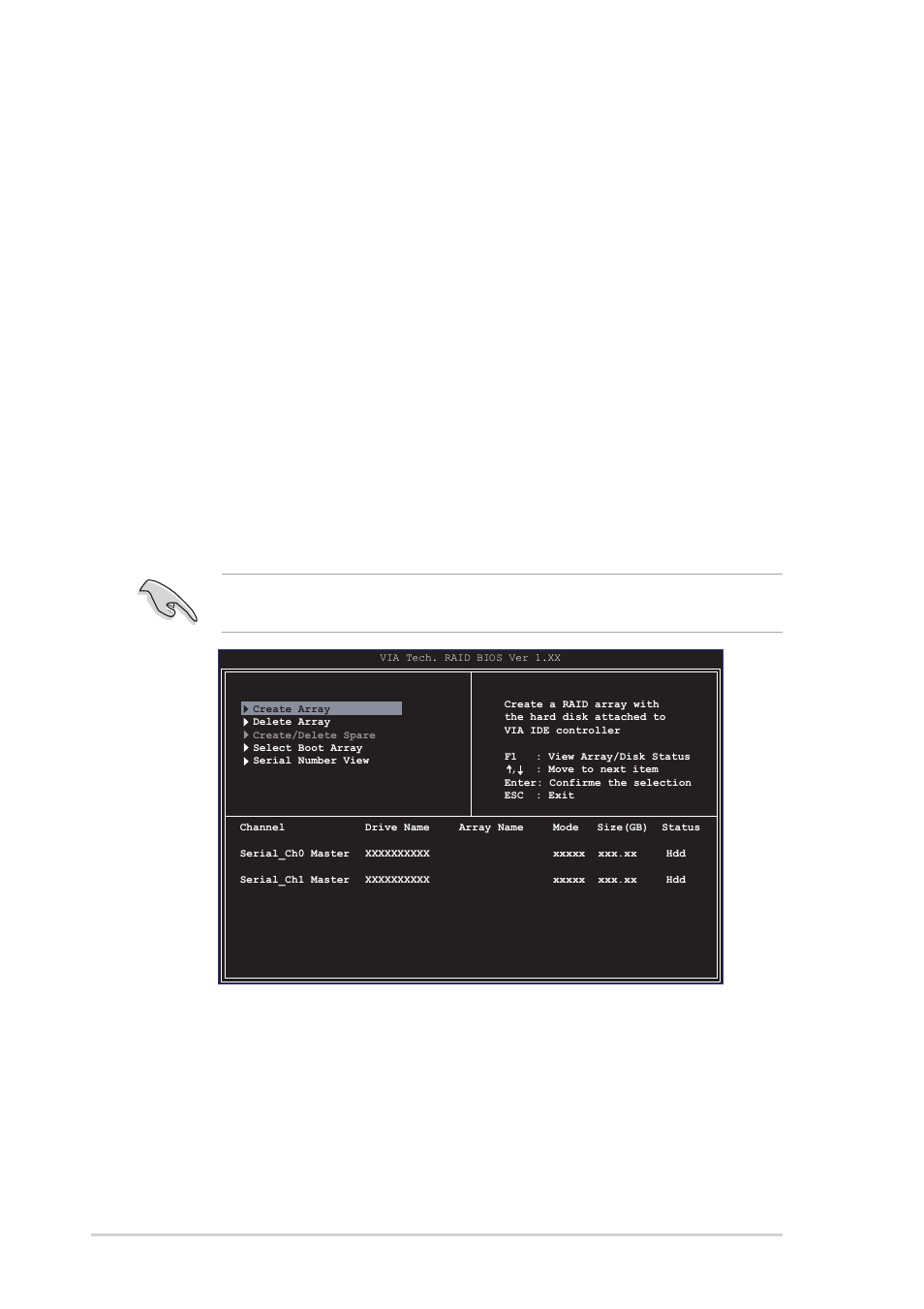 2 entering via, Tech raid bios utility, 6 chapter 3: software support | Enter | Asus Motherboard P4V800-X User Manual | Page 70 / 74