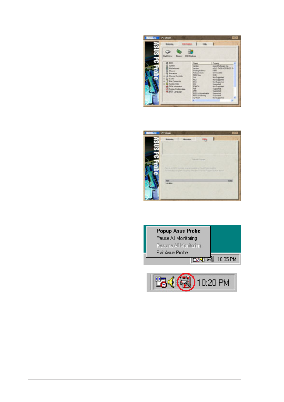 Asus pc probe task bar icon | Asus DiGiMatrix AB-V10 User Manual | Page 44 / 158