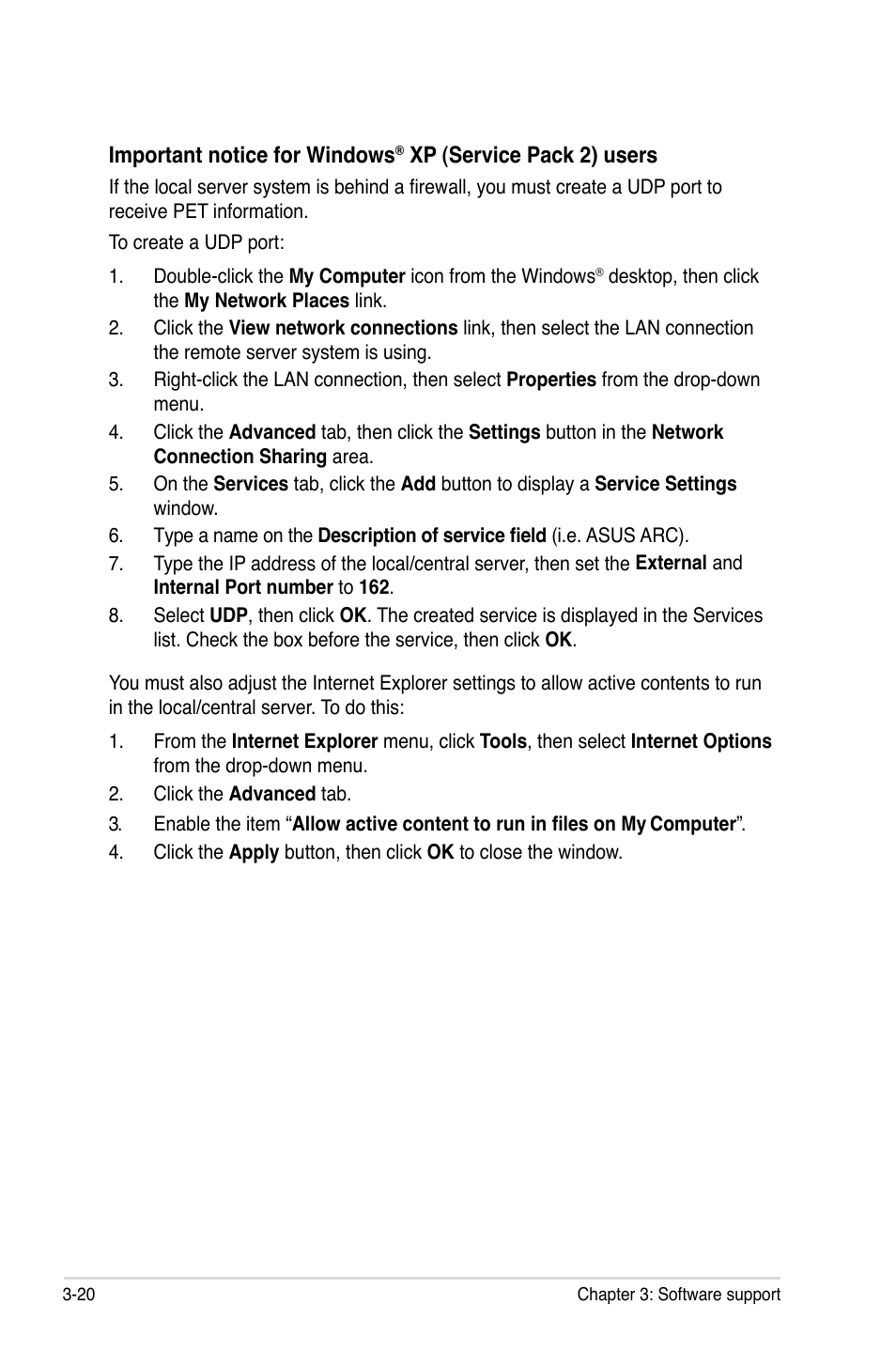 Important notice for windows, Xp (service pack 2) users | Asus ASMB3-SOL User Manual | Page 58 / 70