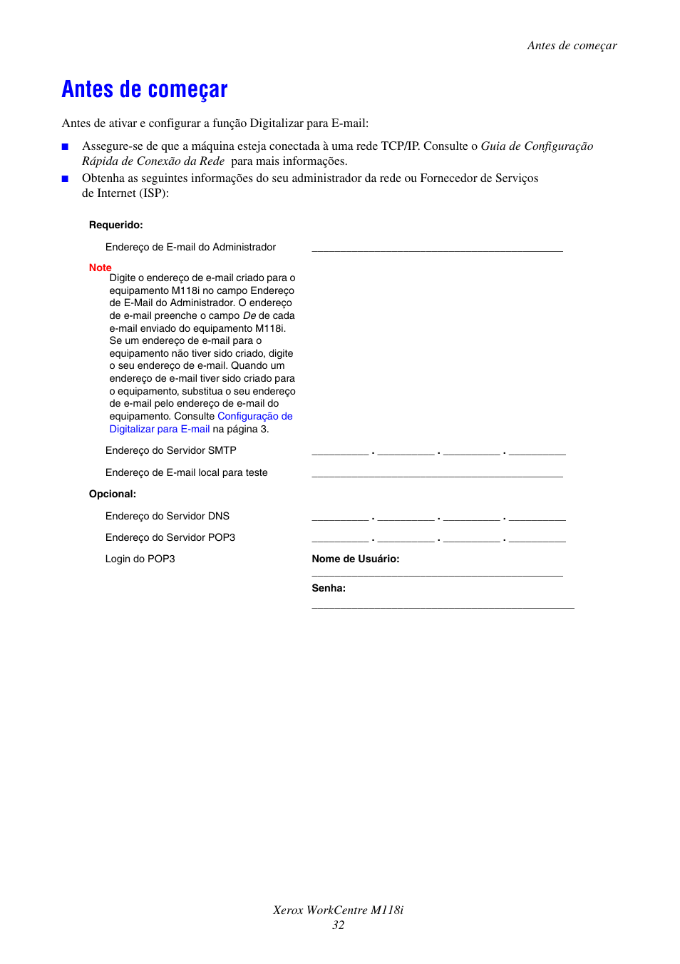 Antes de começar | Xerox WorkCentre M118-M118i-17652 User Manual | Page 34 / 75